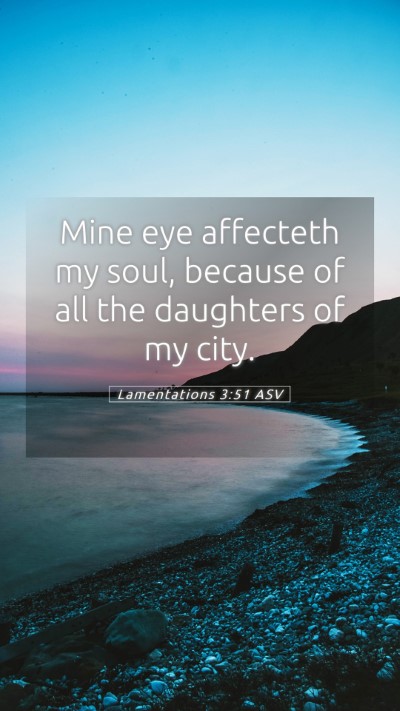 Picture 05 - Lamentations 3:51 ASV Mobile Phone Wallpaper - Mine eye affecteth my soul, because of all the - Mobile Bible Verse Wallpaper