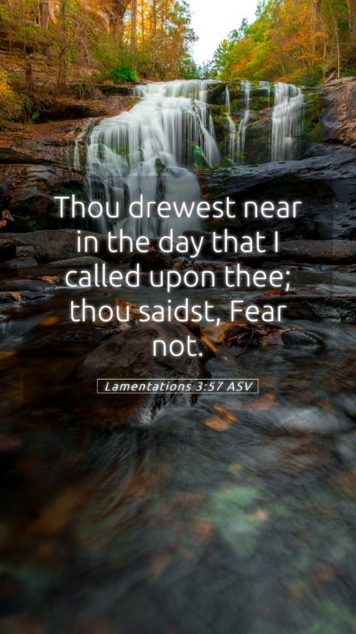 Picture 05 - Lamentations 3:57 ASV Mobile Phone Wallpaper - Thou drewest near in the day that I called upon - Mobile Bible Verse Wallpaper
