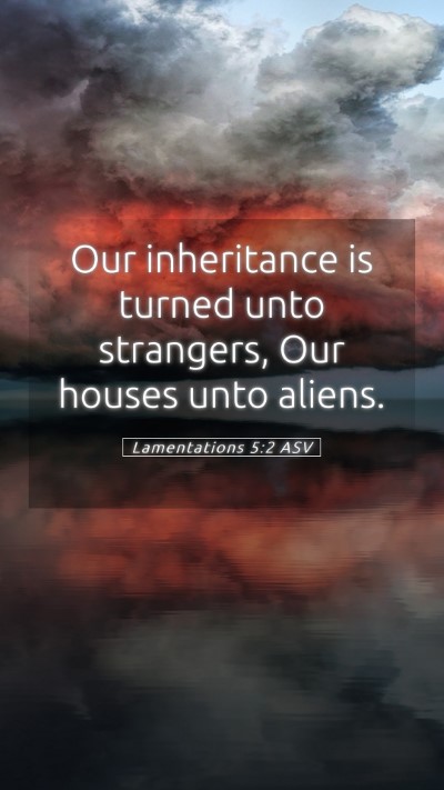 Picture 05 - Lamentations 5:2 ASV Mobile Phone Wallpaper - Our inheritance is turned unto strangers, Our - Mobile Bible Verse Wallpaper