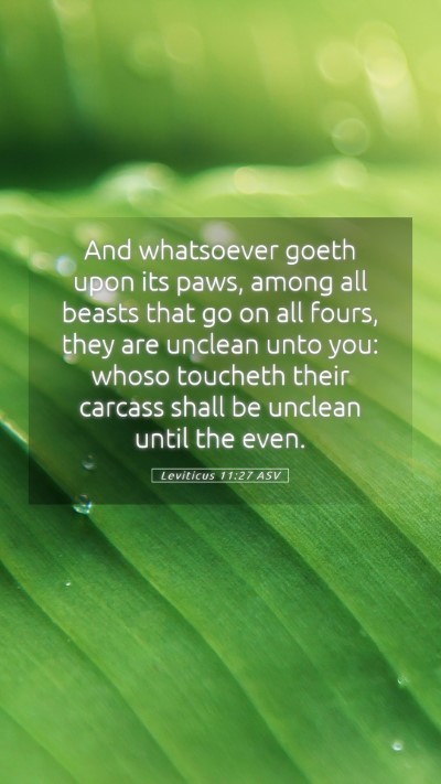 Picture 05 - Leviticus 11:27 ASV Mobile Phone Wallpaper - And whatsoever goeth upon its paws, among all - Mobile Bible Verse Wallpaper