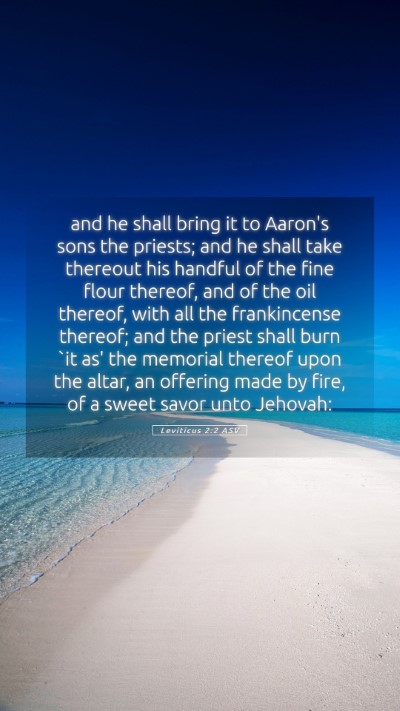 Picture 05 - Leviticus 2:2 ASV Mobile Phone Wallpaper - and he shall bring it to Aaron's sons the - Mobile Bible Verse Wallpaper