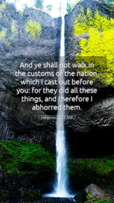 Picture 05 - Leviticus 20:23 ASV Mobile Phone Wallpaper - And ye shall not walk in the customs of the - Mobile Bible Verse Wallpaper