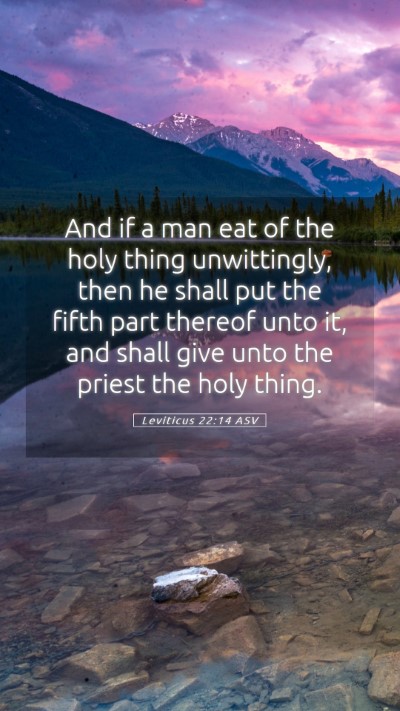Picture 05 - Leviticus 22:14 ASV Mobile Phone Wallpaper - And if a man eat of the holy thing unwittingly, - Mobile Bible Verse Wallpaper
