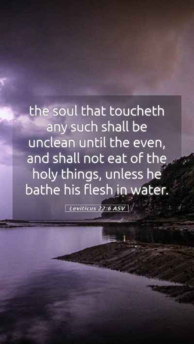 Picture 05 - Leviticus 22:6 ASV Mobile Phone Wallpaper - the soul that toucheth any such shall be unclean - Mobile Bible Verse Wallpaper