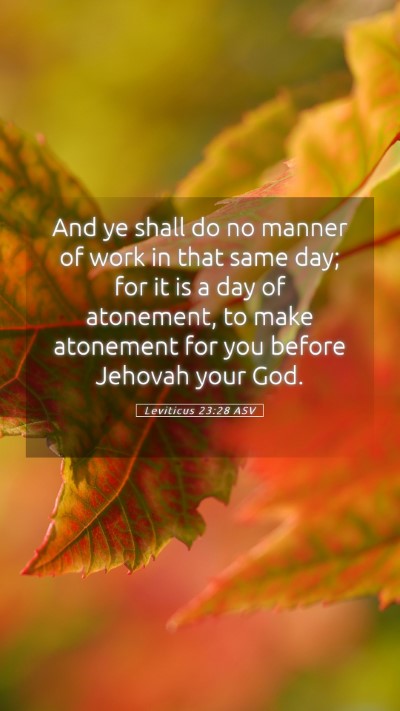 Picture 05 - Leviticus 23:28 ASV Mobile Phone Wallpaper - And ye shall do no manner of work in that same - Mobile Bible Verse Wallpaper