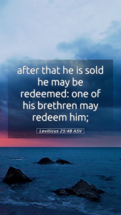 Picture 05 - Leviticus 25:48 ASV Mobile Phone Wallpaper - after that he is sold he may be redeemed: one of - Mobile Bible Verse Wallpaper