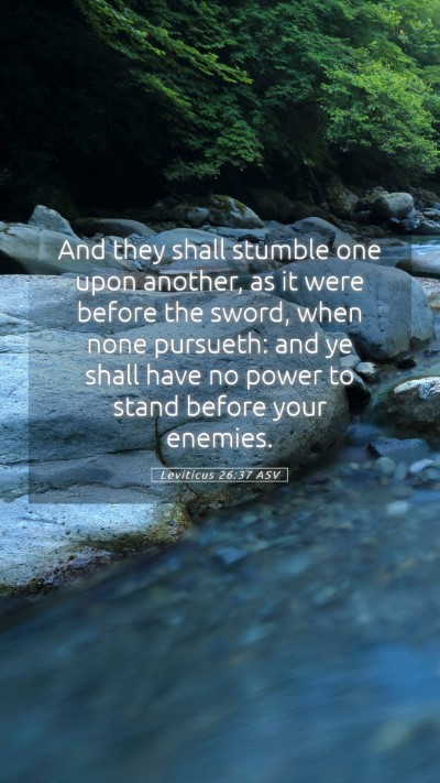Picture 05 - Leviticus 26:37 ASV Mobile Phone Wallpaper - And they shall stumble one upon another, as it - Mobile Bible Verse Wallpaper