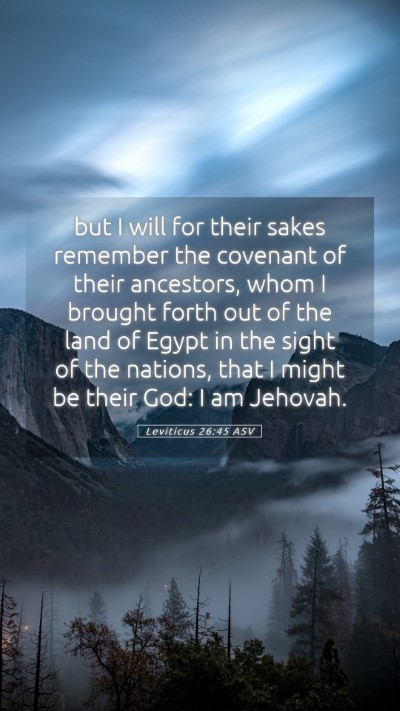 Picture 05 - Leviticus 26:45 ASV Mobile Phone Wallpaper - but I will for their sakes remember the covenant - Mobile Bible Verse Wallpaper