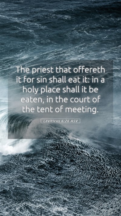 Picture 05 - Leviticus 6:26 ASV Mobile Phone Wallpaper - The priest that offereth it for sin shall eat it: - Mobile Bible Verse Wallpaper