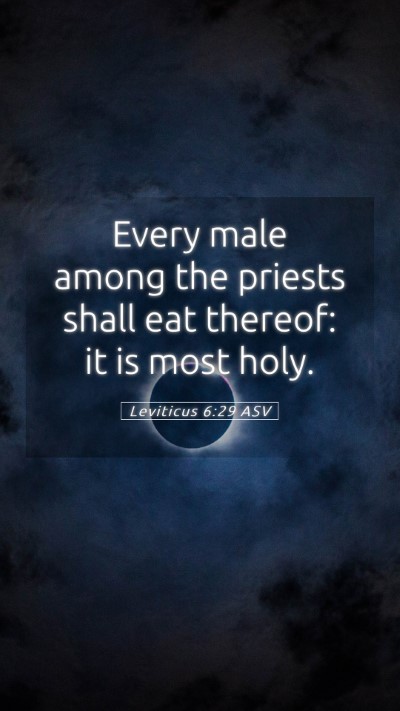 Picture 05 - Leviticus 6:29 ASV Mobile Phone Wallpaper - Every male among the priests shall eat thereof: - Mobile Bible Verse Wallpaper