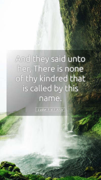 Picture 05 - Luke 1:61 ASV Mobile Phone Wallpaper - And they said unto her, There is none of thy - Mobile Bible Verse Wallpaper