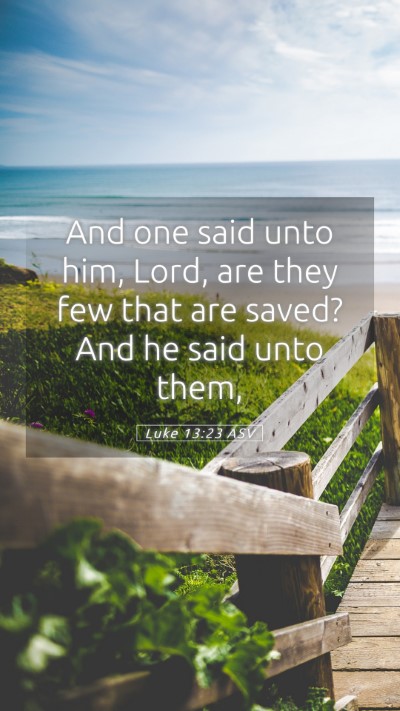 Picture 05 - Luke 13:23 ASV Mobile Phone Wallpaper - And one said unto him, Lord, are they few that - Mobile Bible Verse Wallpaper