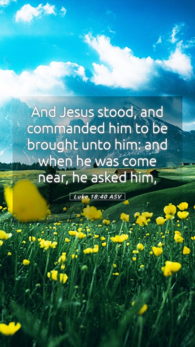 Picture 05 - Luke 18:40 ASV Mobile Phone Wallpaper - And Jesus stood, and commanded him to be brought - Mobile Bible Verse Wallpaper
