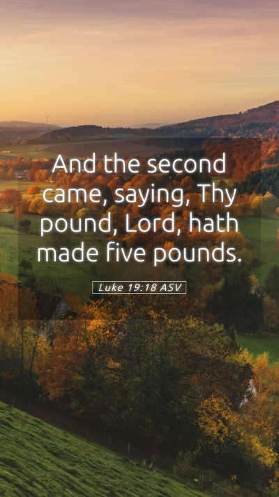 Picture 05 - Luke 19:18 ASV Mobile Phone Wallpaper - And the second came, saying, Thy pound, Lord, - Mobile Bible Verse Wallpaper