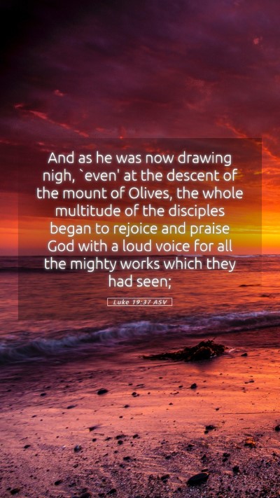 Picture 05 - Luke 19:37 ASV Mobile Phone Wallpaper - And as he was now drawing nigh, `even' at the - Mobile Bible Verse Wallpaper