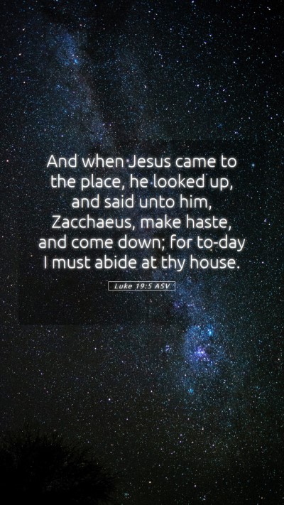 Picture 05 - Luke 19:5 ASV Mobile Phone Wallpaper - And when Jesus came to the place, he looked up, - Mobile Bible Verse Wallpaper