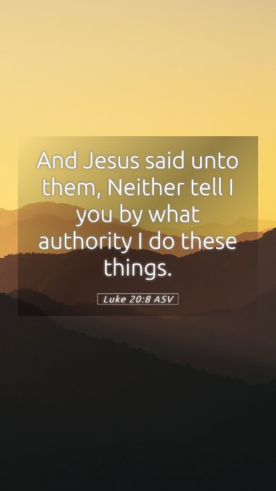 Picture 05 - Luke 20:8 ASV Mobile Phone Wallpaper - And Jesus said unto them, Neither tell I you by - Mobile Bible Verse Wallpaper