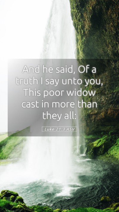 Picture 05 - Luke 21:3 ASV Mobile Phone Wallpaper - And he said, Of a truth I say unto you, This poor - Mobile Bible Verse Wallpaper