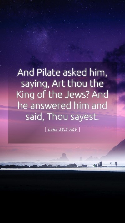 Picture 05 - Luke 23:3 ASV Mobile Phone Wallpaper - And Pilate asked him, saying, Art thou the King - Mobile Bible Verse Wallpaper
