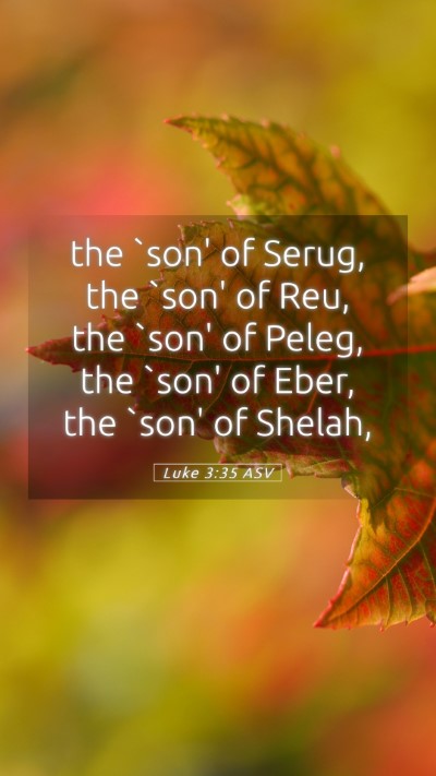 Picture 05 - Luke 3:35 ASV Mobile Phone Wallpaper - the `son' of Serug, the `son' of Reu, the `son' - Mobile Bible Verse Wallpaper