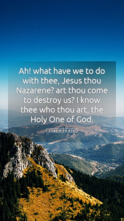 Picture 05 - Luke 4:34 ASV Mobile Phone Wallpaper - Ah! what have we to do with thee, Jesus thou - Mobile Bible Verse Wallpaper
