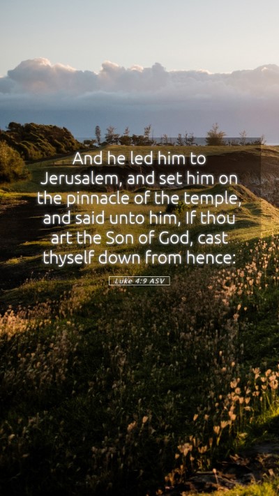 Picture 05 - Luke 4:9 ASV Mobile Phone Wallpaper - And he led him to Jerusalem, and set him on the - Mobile Bible Verse Wallpaper
