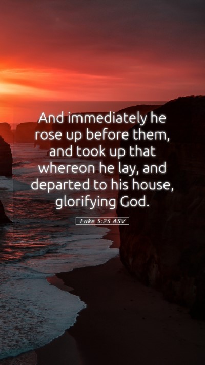 Picture 05 - Luke 5:25 ASV Mobile Phone Wallpaper - And immediately he rose up before them, and took - Mobile Bible Verse Wallpaper