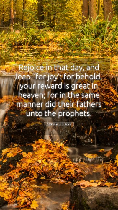 Picture 05 - Luke 6:23 ASV Mobile Phone Wallpaper - Rejoice in that day, and leap `for joy': for - Mobile Bible Verse Wallpaper