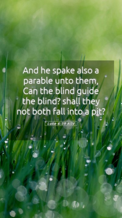Picture 05 - Luke 6:39 ASV Mobile Phone Wallpaper - And he spake also a parable unto them, Can the - Mobile Bible Verse Wallpaper