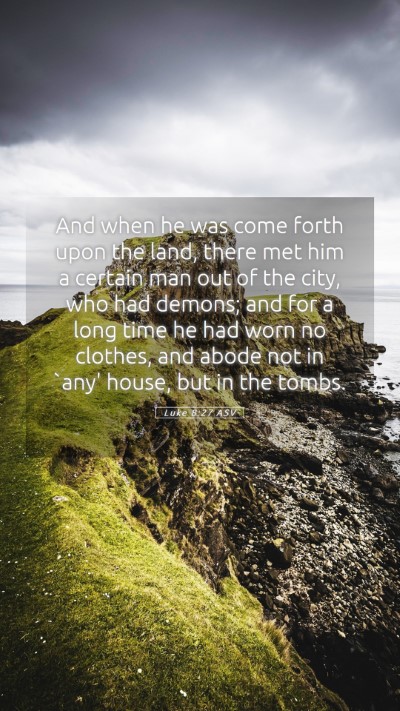 Picture 05 - Luke 8:27 ASV Mobile Phone Wallpaper - And when he was come forth upon the land, there - Mobile Bible Verse Wallpaper