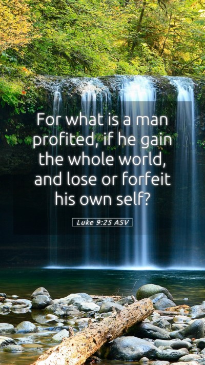 Picture 05 - Luke 9:25 ASV Mobile Phone Wallpaper - For what is a man profited, if he gain the whole - Mobile Bible Verse Wallpaper