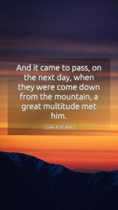Picture 05 - Luke 9:37 ASV Mobile Phone Wallpaper - And it came to pass, on the next day, when they - Mobile Bible Verse Wallpaper
