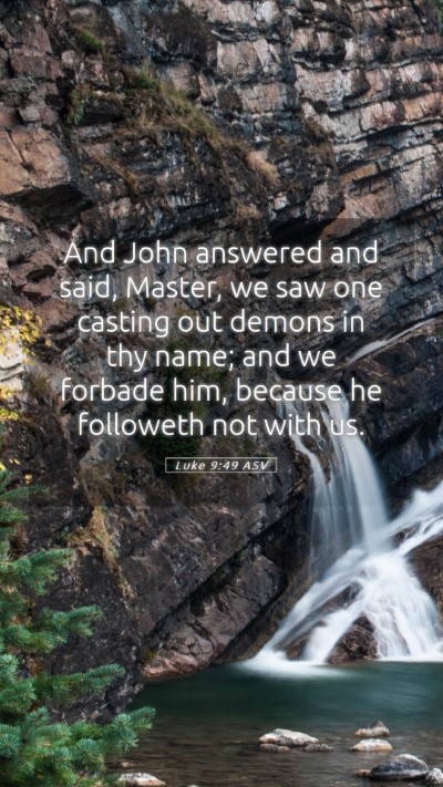 Picture 05 - Luke 9:49 ASV Mobile Phone Wallpaper - And John answered and said, Master, we saw one - Mobile Bible Verse Wallpaper