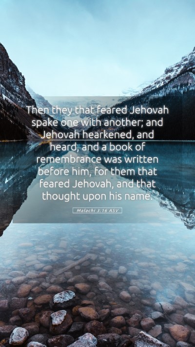 Picture 05 - Malachi 3:16 ASV Mobile Phone Wallpaper - Then they that feared Jehovah spake one with - Mobile Bible Verse Wallpaper