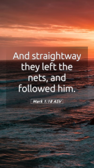Picture 05 - Mark 1:18 ASV Mobile Phone Wallpaper - And straightway they left the nets, and followed - Mobile Bible Verse Wallpaper
