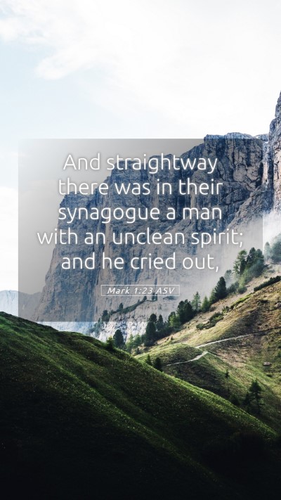 Picture 05 - Mark 1:23 ASV Mobile Phone Wallpaper - And straightway there was in their synagogue a - Mobile Bible Verse Wallpaper