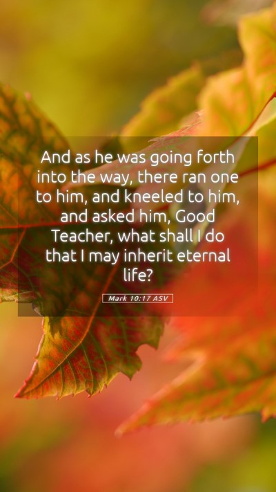 Picture 05 - Mark 10:17 ASV Mobile Phone Wallpaper - And as he was going forth into the way, there ran - Mobile Bible Verse Wallpaper