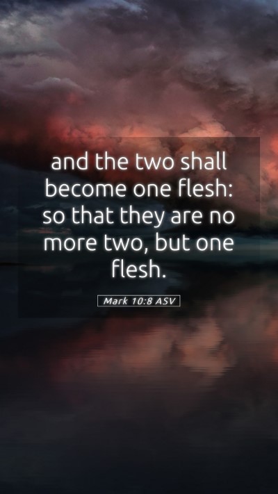 Picture 05 - Mark 10:8 ASV Mobile Phone Wallpaper - and the two shall become one flesh: so that they - Mobile Bible Verse Wallpaper