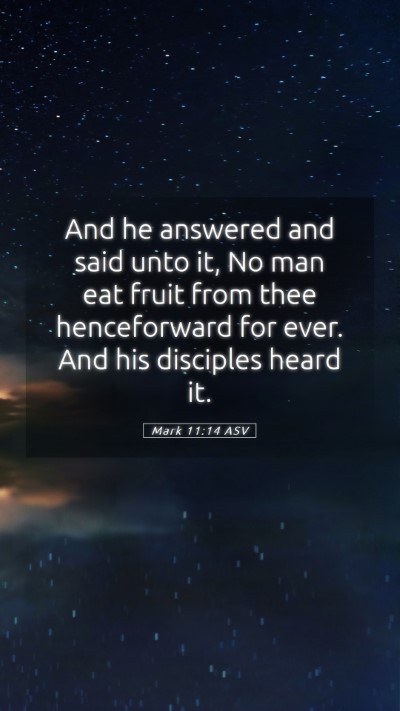 Picture 05 - Mark 11:14 ASV Mobile Phone Wallpaper - And he answered and said unto it, No man eat - Mobile Bible Verse Wallpaper