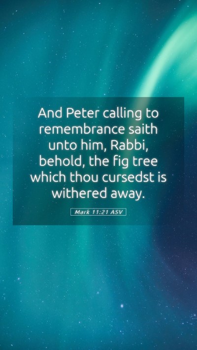 Picture 05 - Mark 11:21 ASV Mobile Phone Wallpaper - And Peter calling to remembrance saith unto him, - Mobile Bible Verse Wallpaper