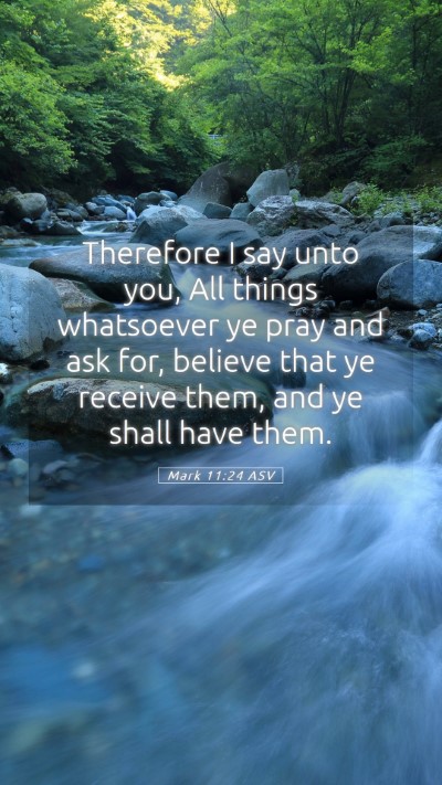 Picture 05 - Mark 11:24 ASV Mobile Phone Wallpaper - Therefore I say unto you, All things whatsoever - Mobile Bible Verse Wallpaper