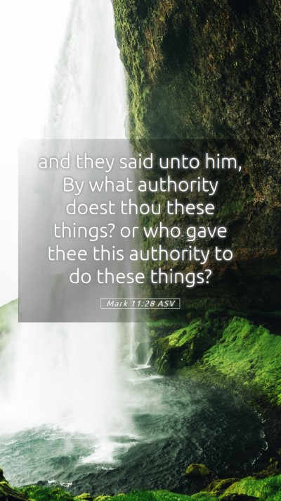 Picture 05 - Mark 11:28 ASV Mobile Phone Wallpaper - and they said unto him, By what authority doest - Mobile Bible Verse Wallpaper
