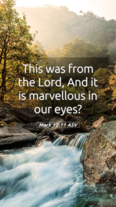 Picture 05 - Mark 12:11 ASV Mobile Phone Wallpaper - This was from the Lord, And it is marvellous in - Mobile Bible Verse Wallpaper