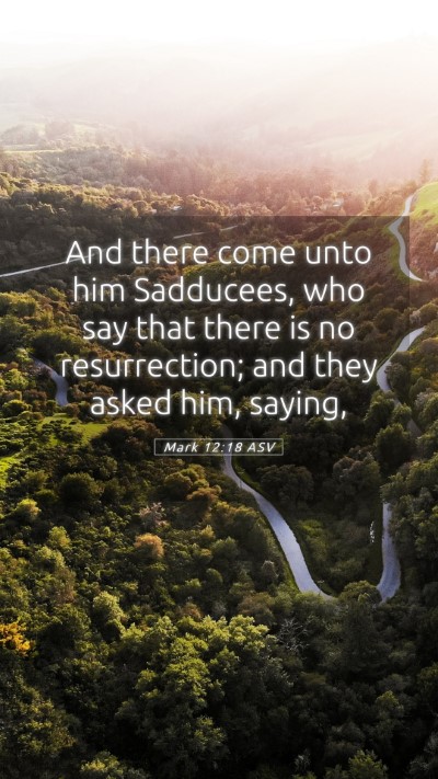 Picture 05 - Mark 12:18 ASV Mobile Phone Wallpaper - And there come unto him Sadducees, who say that - Mobile Bible Verse Wallpaper