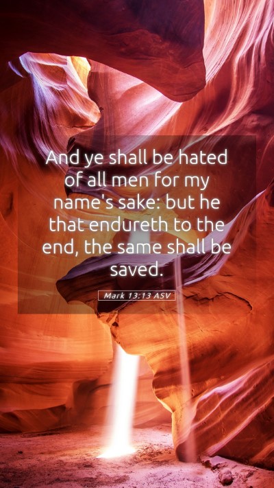 Picture 05 - Mark 13:13 ASV Mobile Phone Wallpaper - And ye shall be hated of all men for my name's - Mobile Bible Verse Wallpaper