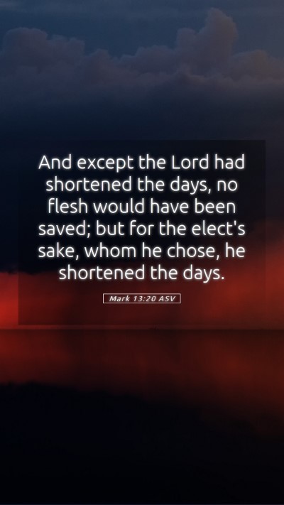 Picture 05 - Mark 13:20 ASV Mobile Phone Wallpaper - And except the Lord had shortened the days, no - Mobile Bible Verse Wallpaper