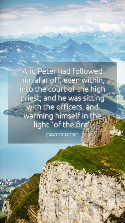 Picture 05 - Mark 14:54 ASV Mobile Phone Wallpaper - And Peter had followed him afar off, even within, - Mobile Bible Verse Wallpaper