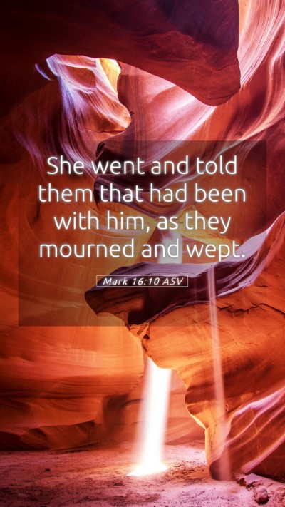 Picture 05 - Mark 16:10 ASV Mobile Phone Wallpaper - She went and told them that had been with him, as - Mobile Bible Verse Wallpaper