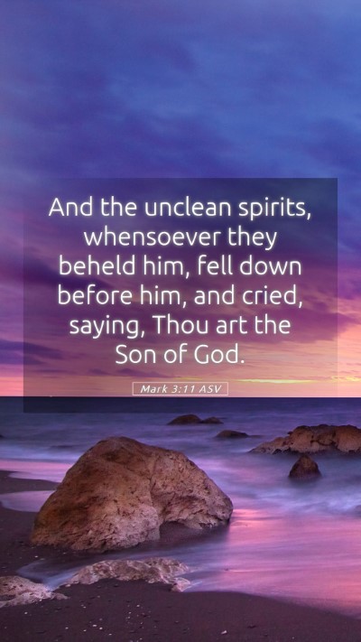 Picture 05 - Mark 3:11 ASV Mobile Phone Wallpaper - And the unclean spirits, whensoever they beheld - Mobile Bible Verse Wallpaper