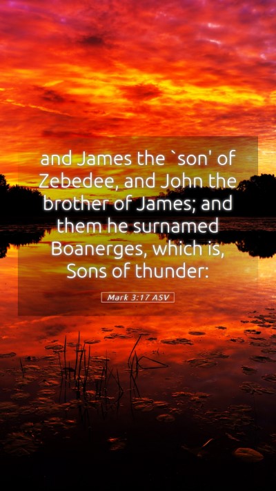 Picture 05 - Mark 3:17 ASV Mobile Phone Wallpaper - and James the `son' of Zebedee, and John the - Mobile Bible Verse Wallpaper